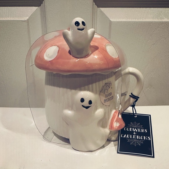 [ 2 FOR $25 ] 👻 ADORABLE GHOST & MUSHROOM MUG WITH LID - Picture 4 of 4
